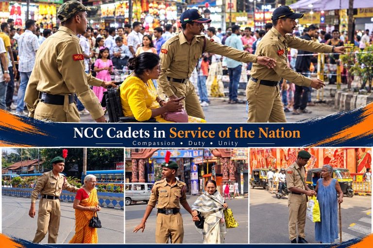 NCC Cadets Assist Police in Crowd Management at Durga Puja Pandals Across West Bengal